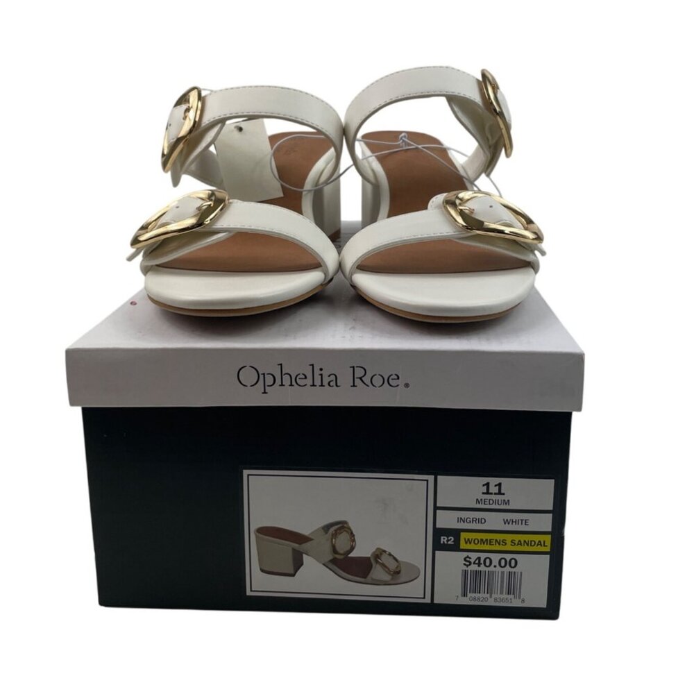 Ophelia Roe Ingrid White Sandal Gold Accents Womens Size 11 Medium - Picture 11 of 12